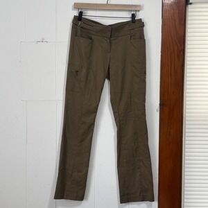 Bebe Womens Army‎ Green Utility Cargo Pants Mid Rise Straight Leg Size 4 Buckle